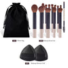 13-Piece Pink Makeup Brush Set with Puffs & Bag