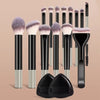 Professional Black Makeup Brush Set with Bag & Powder Puffs