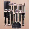 Professional Black Makeup Brush Set with Bag & Powder Puffs