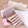 Pink Makeup Brush Set with Puffs & Bag | Soft Makeup Brushes