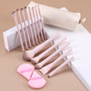 Pink Makeup Brush Set with Puffs & Bag | Soft Makeup Brushes