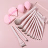 Pink Makeup Brush Set with Puffs & Bag | Soft Makeup Brushes